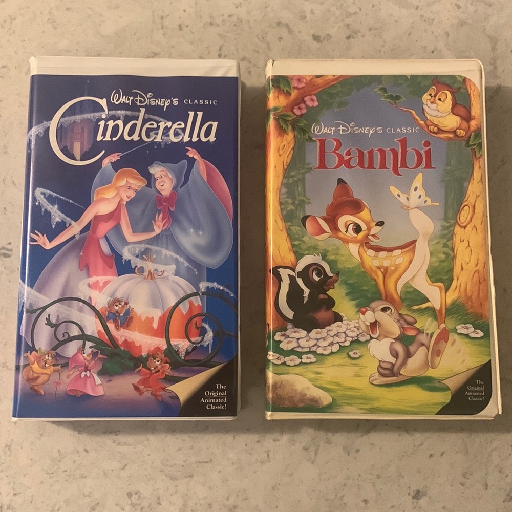RARE Disney VHS Black Diamond Hologram CINDERELLA & BAMBI